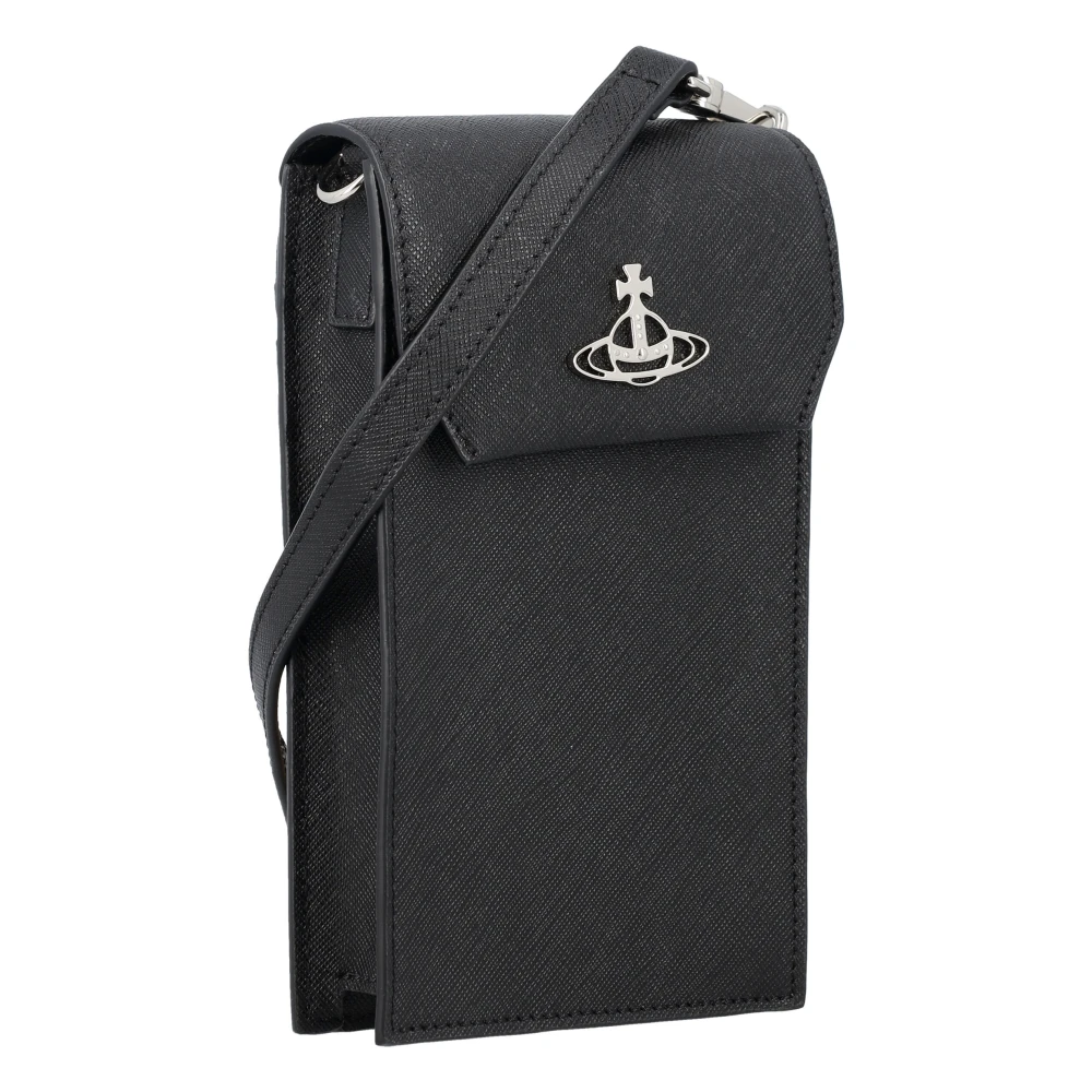 Vivienne Westwood Zwarte leren telefoontas met Orb-embleem Black Dames