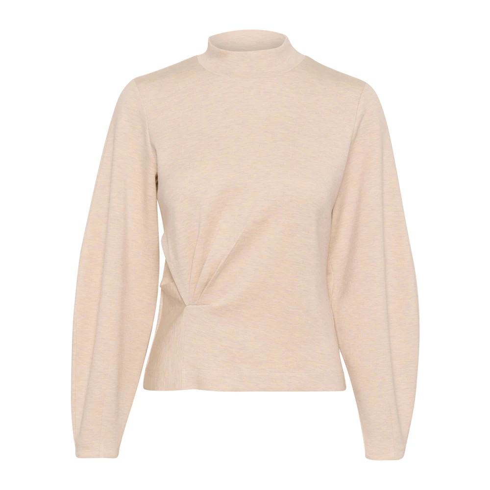 InWear Blouse met gedrapeerd detail Vanilla Melange Beige Dames