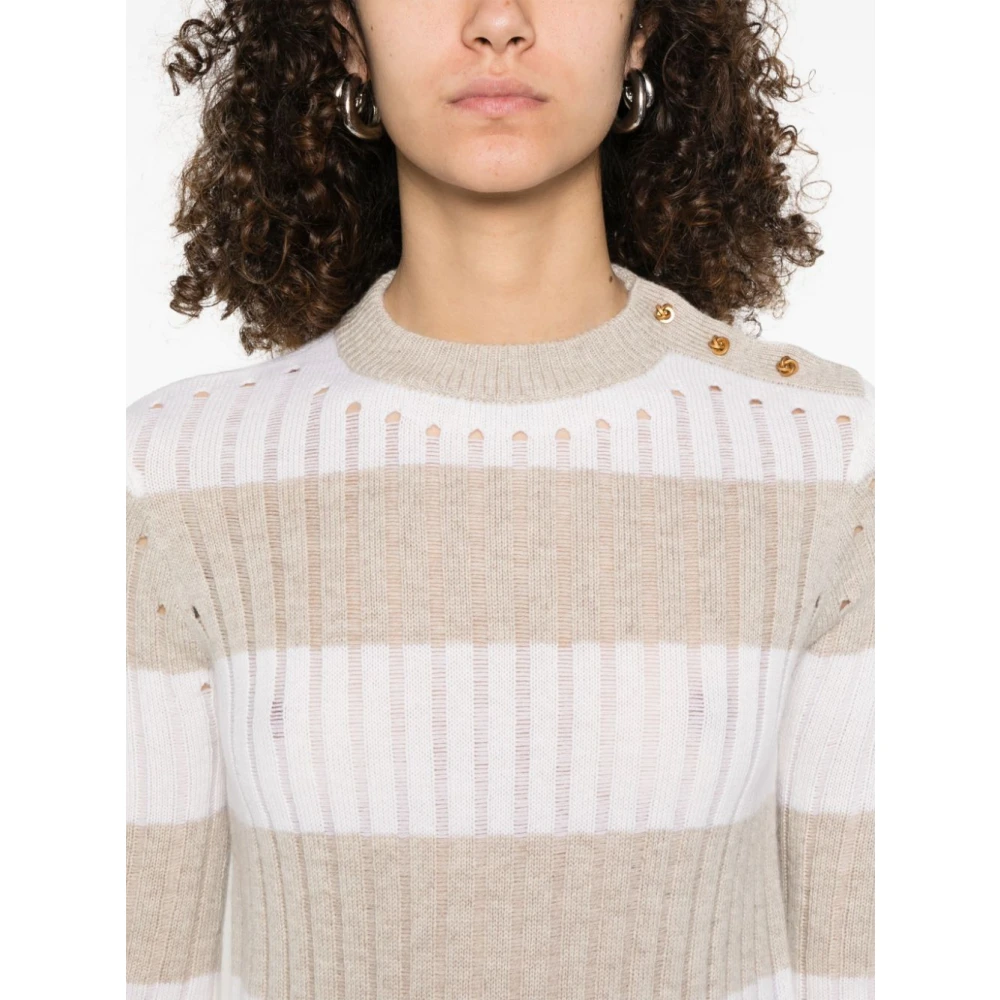 Max Mara Witte Trui met Horizontale Strepen Multicolor Dames