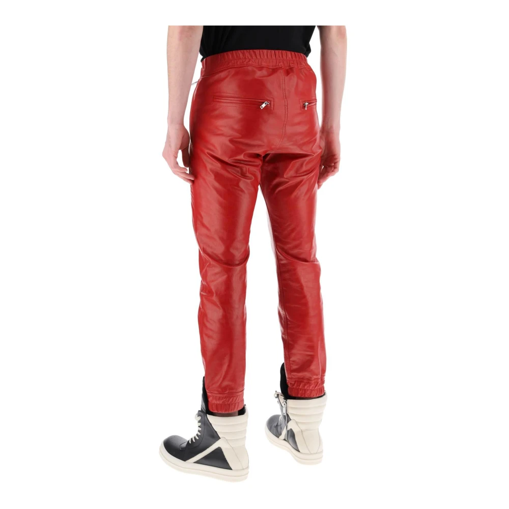 Rick Owens Leather Trousers Red Heren