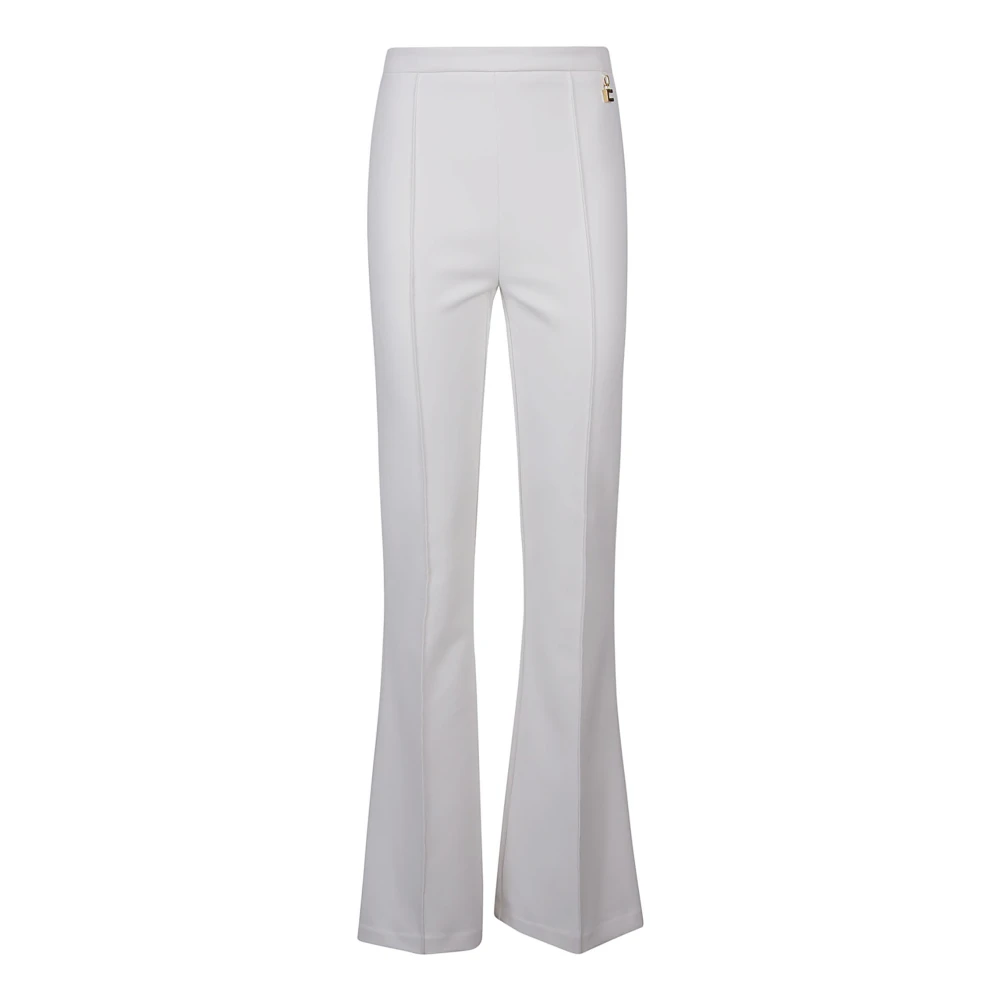 Elisabetta Franchi Ivory Essential Wide Leg Pants White Dames