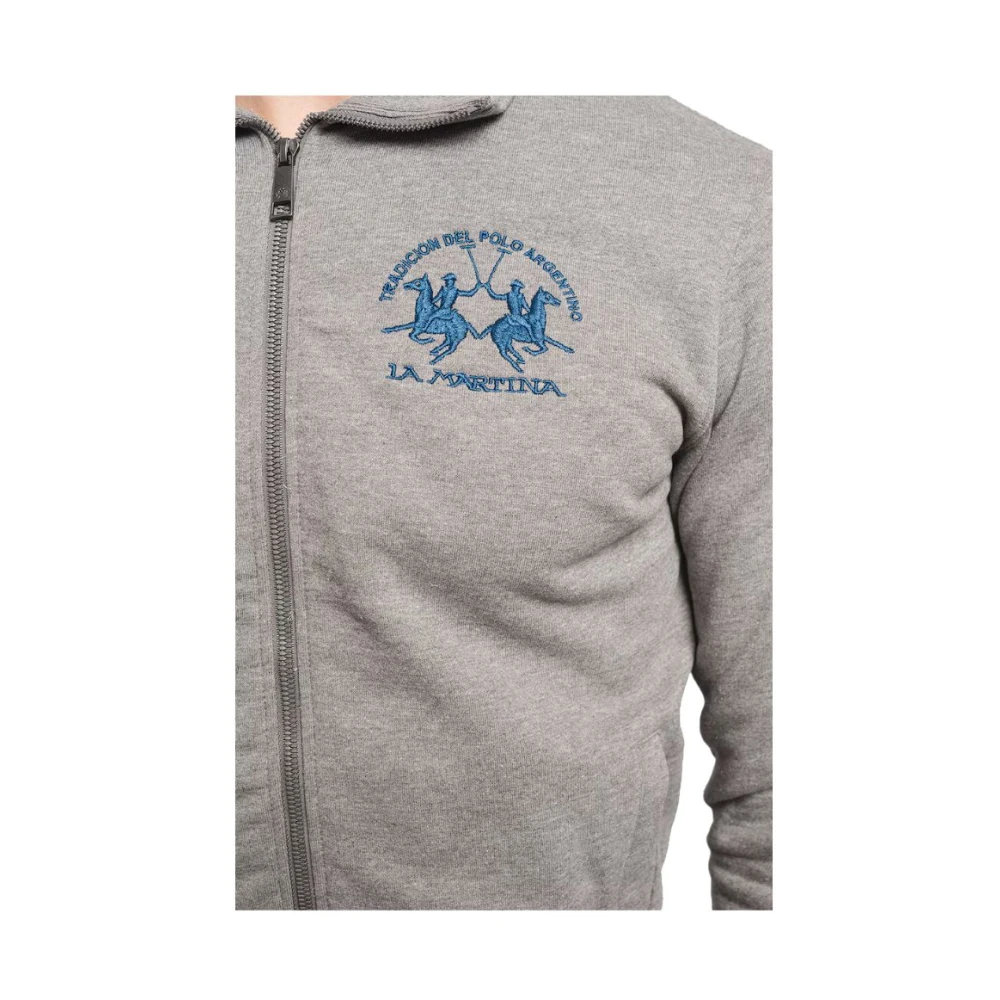 LA MARTINA Grijze Katoenen Zip-Up Sweatshirt Gray Heren