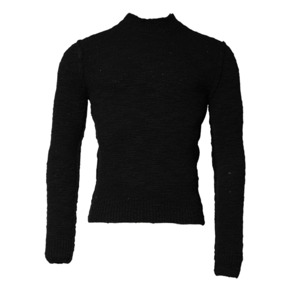 Dolce & Gabbana Men's Black Wool Knit Crew Neck Jumper - Round-Neck Knitwear - Xs - Knitwear