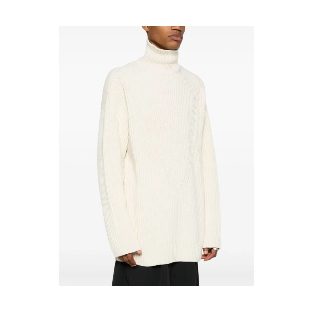 Jil Sander Eierschaal Wit Grof Gebreide Trui White Heren