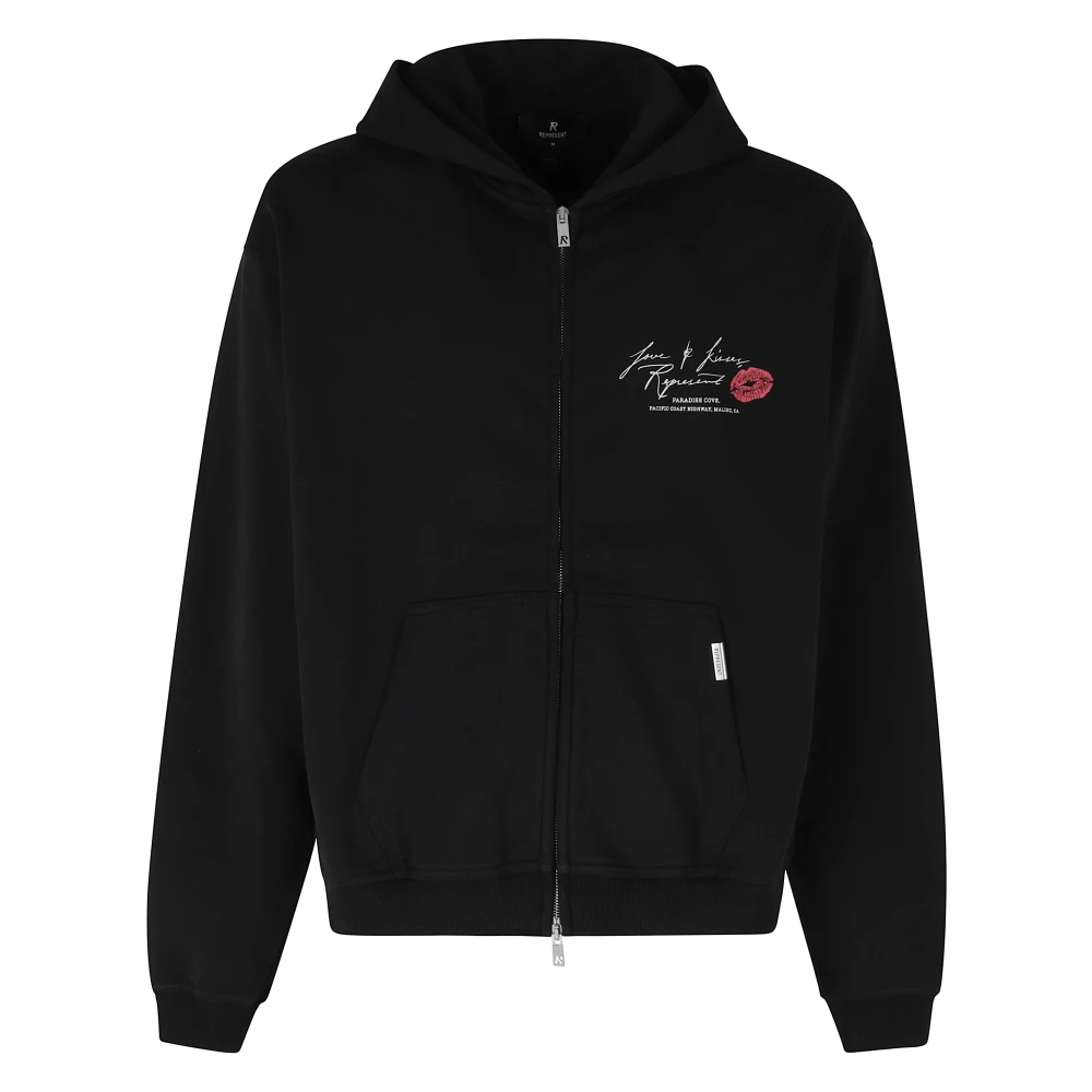 Represent Men's Black Love And Kisses Zip Through Hoodie - Zip-Throughs - L - Sweatshirts & Hoodies