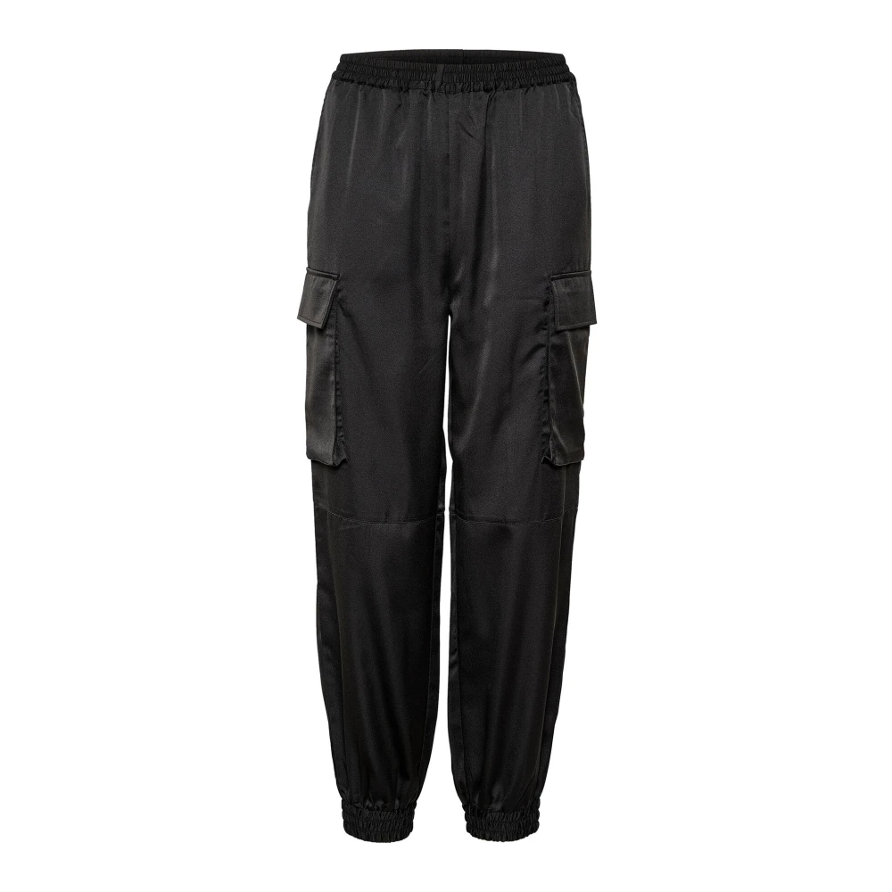 Saint Tropez Zwarte cargobroek met elastische tailleband Black Dames