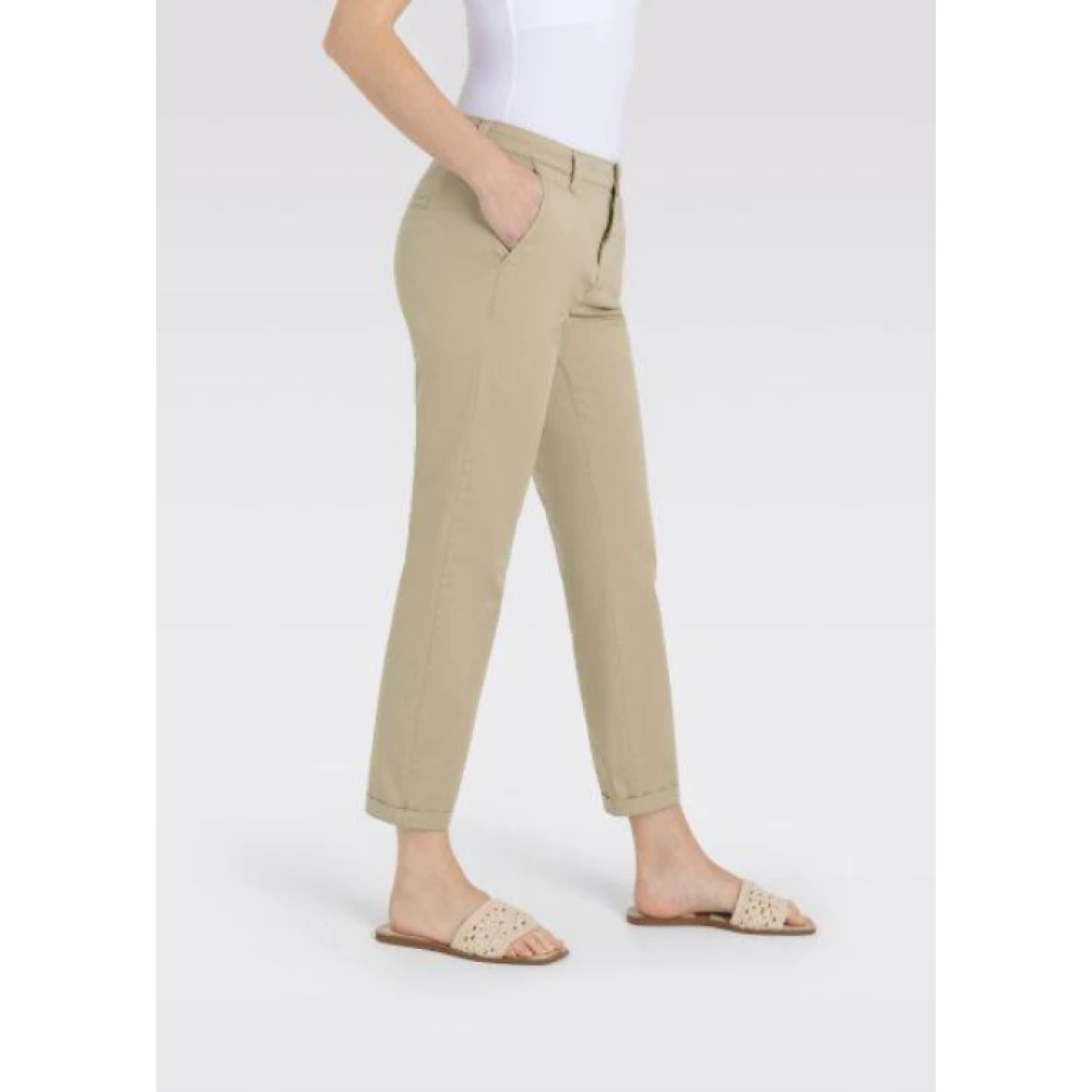 MAC Beige slim chino broek met dubbele zoom Beige Dames