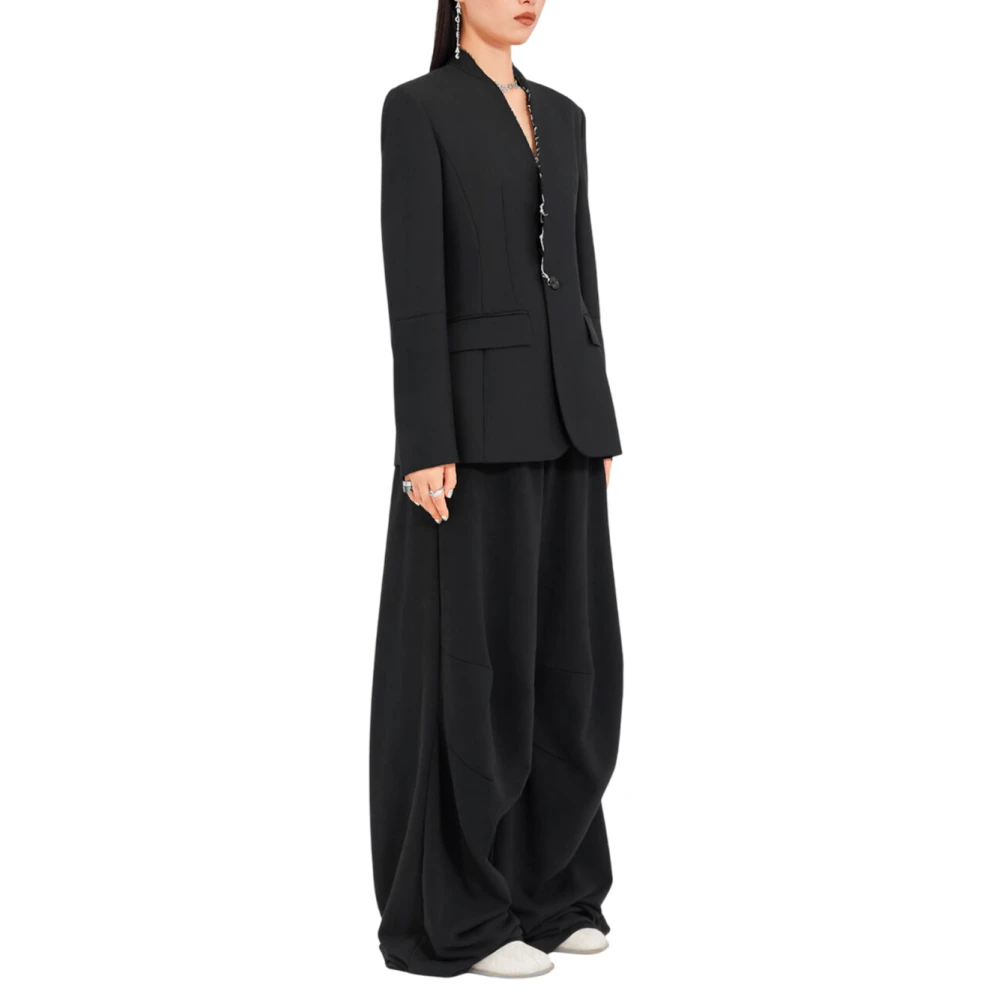 MM6 Maison Margiela Zwarte enkelborstige casual jas Black Dames