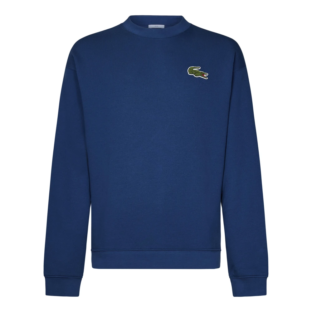 Lacoste Blå Ribbstickad Tröja med Krokodilbadge Blue, Herr