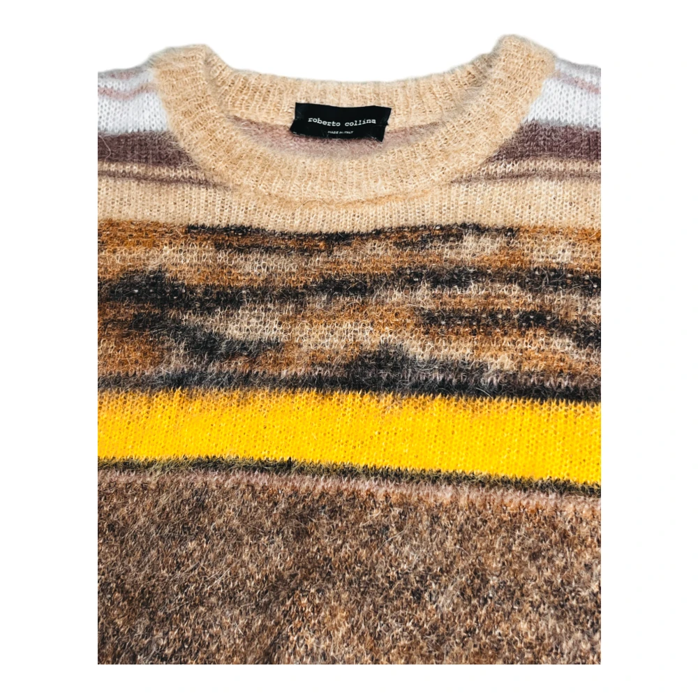 Roberto Collina Gestreepte Mohair Nylon Wol Trui Multicolor Heren