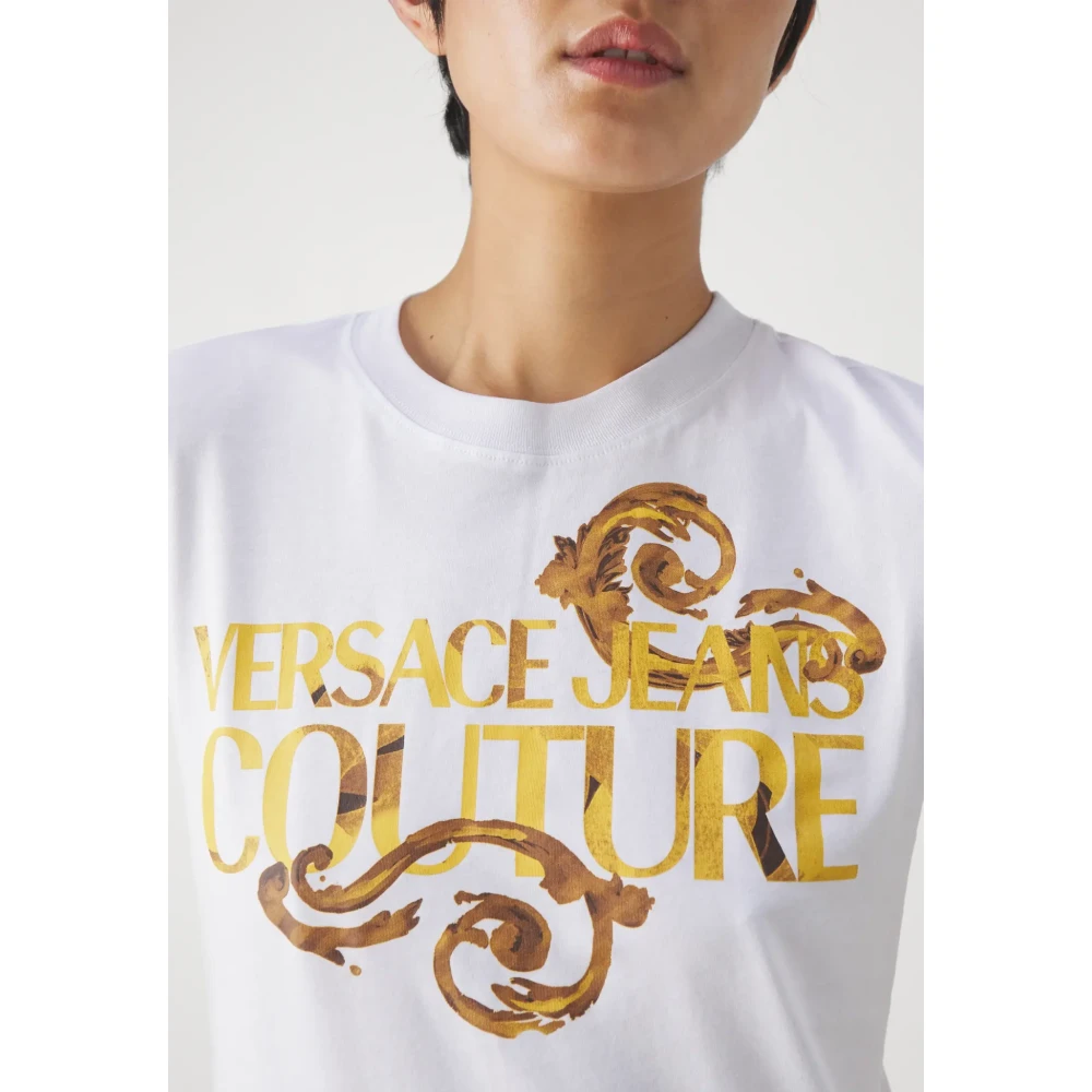 Versace Jeans Couture Watercolour R Logo Wit Shirt White Dames