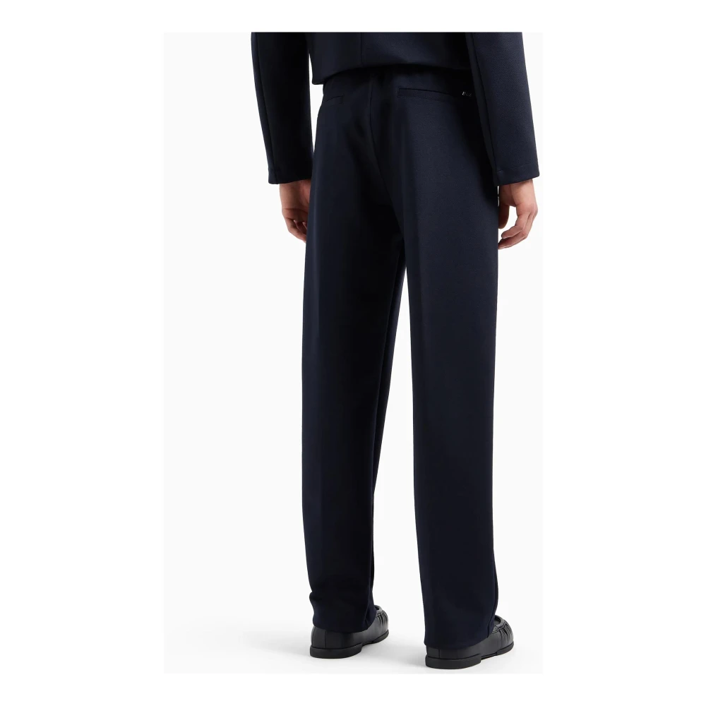 Emporio Armani Blauwe Diagonale Broek met Elastische Taille Blue Heren