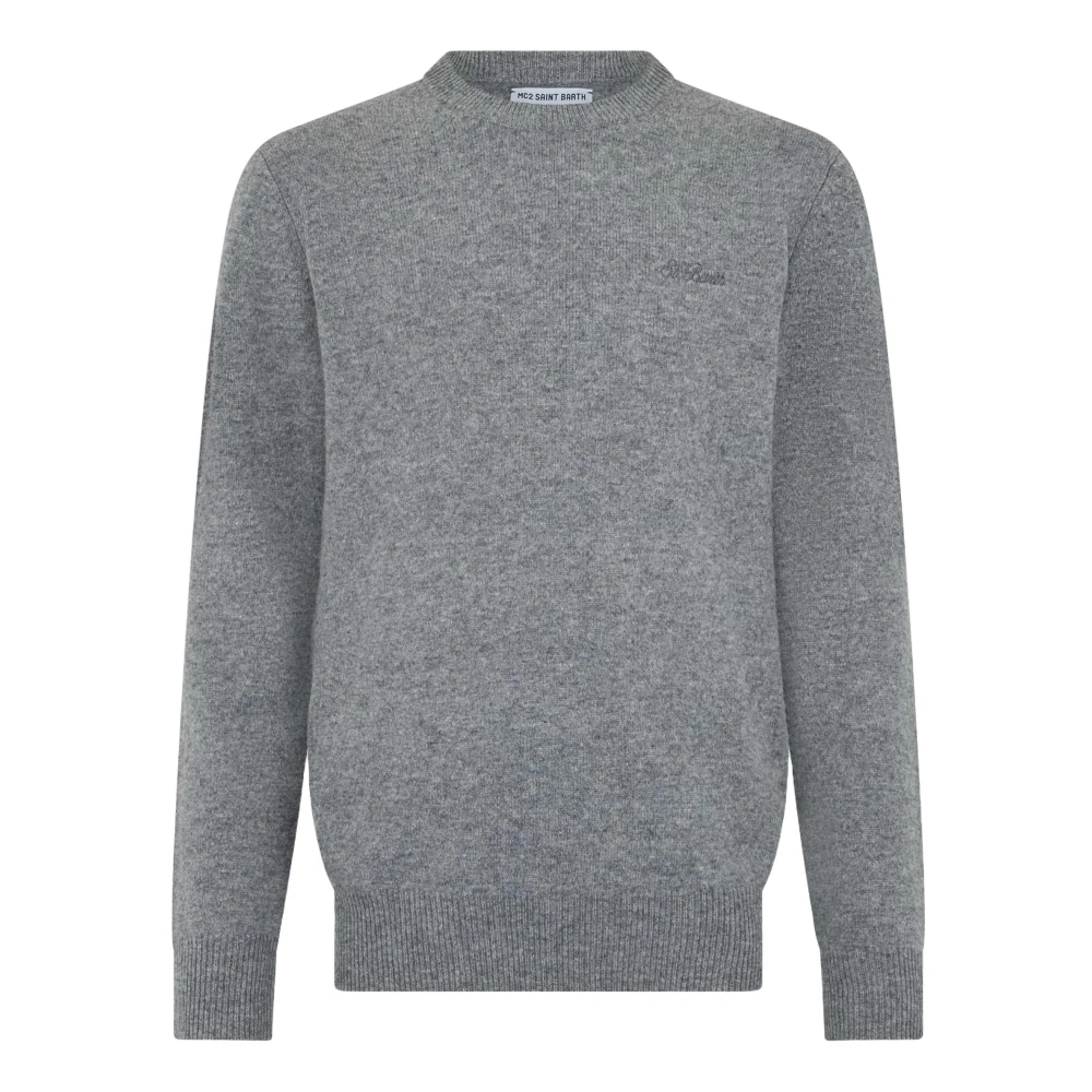 Mc2 Saint Barth Men's Gray Round-Neck Knitwear, L, Regent Jumper