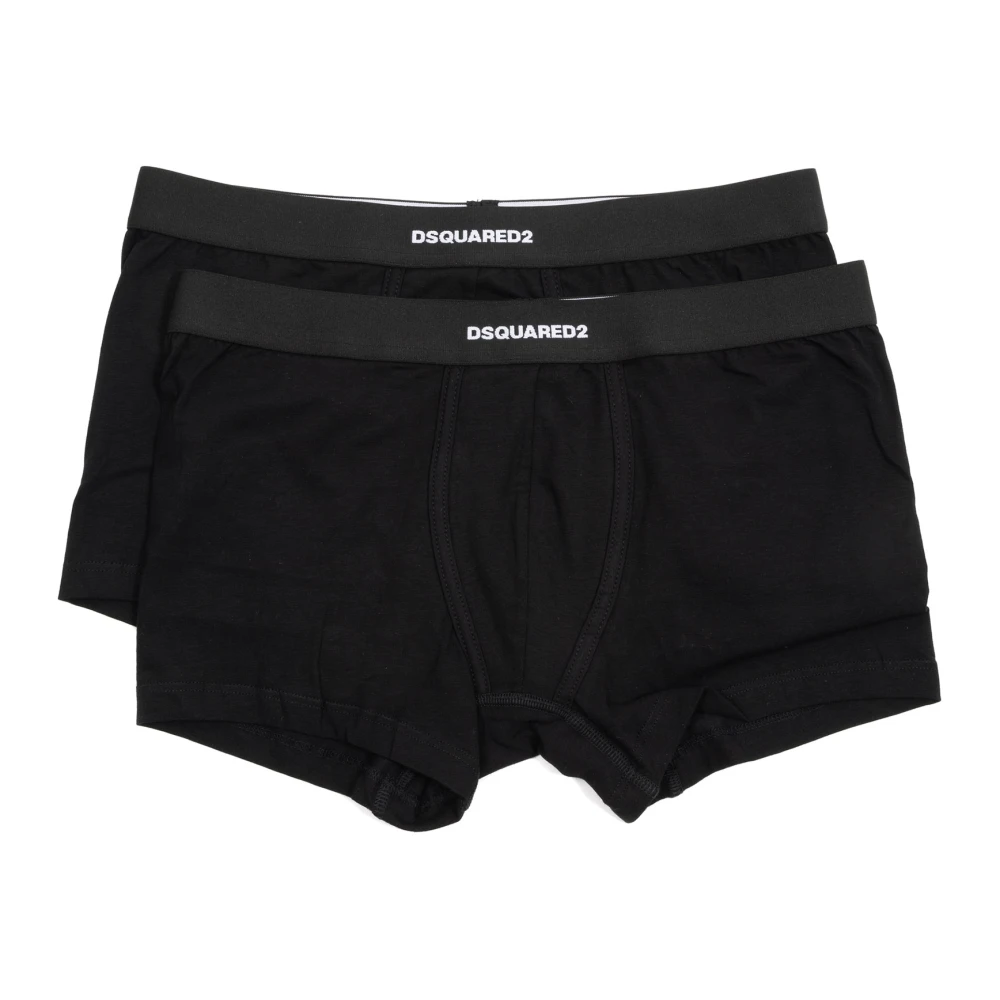 Dsquared2 Mannelijk Zwart Ondergoed Heren, Xs, Katoen, Plain Boxer Briefs 2-Pack