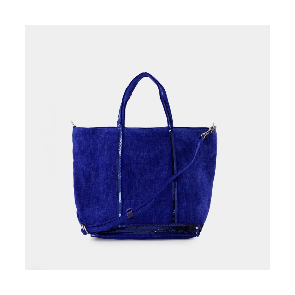 Vanessa Bruno Blauwe Linnen Shopper Tas met Strass Blue Dames