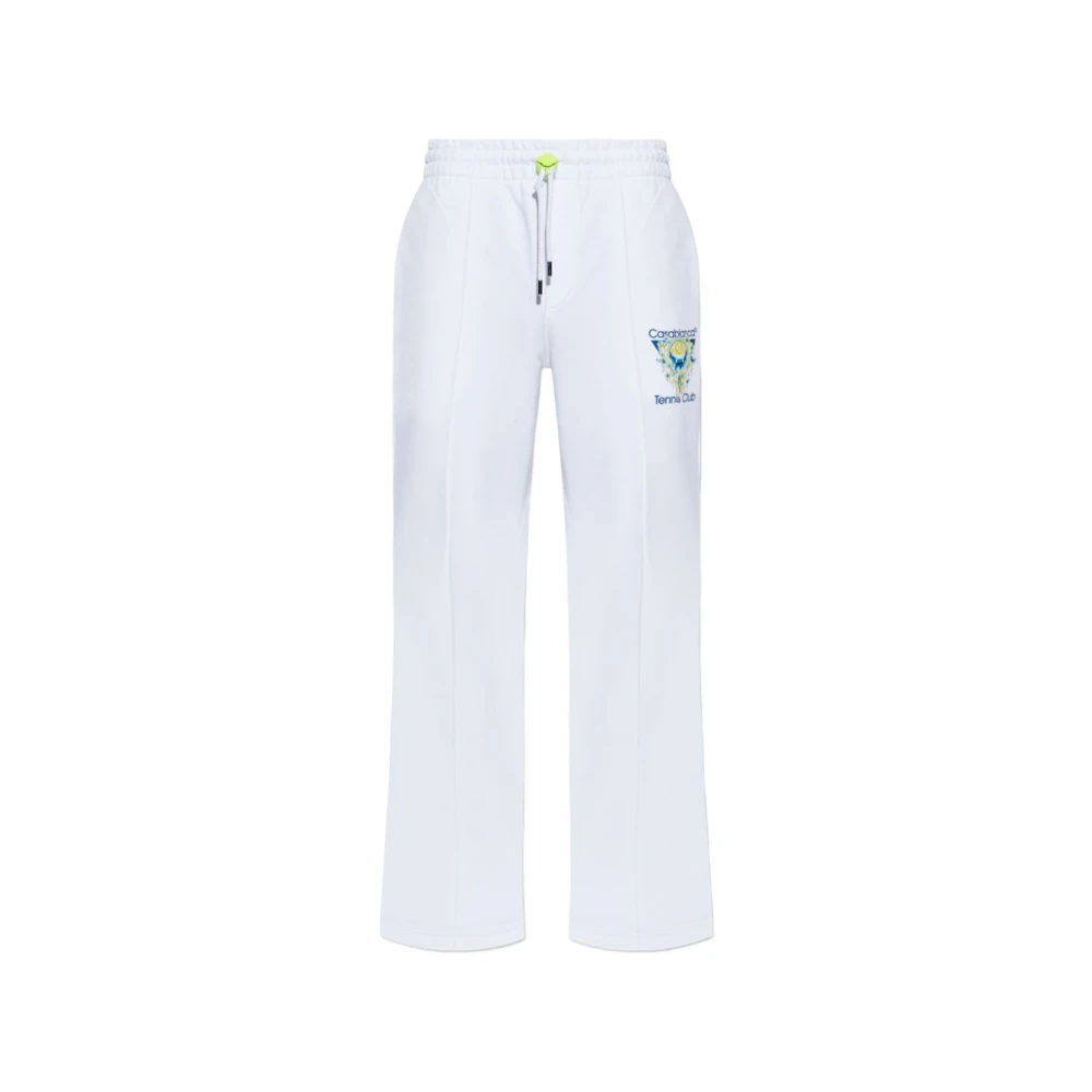 Casablanca Men's White Sweatpants, L, Logo-Print Track Trousers