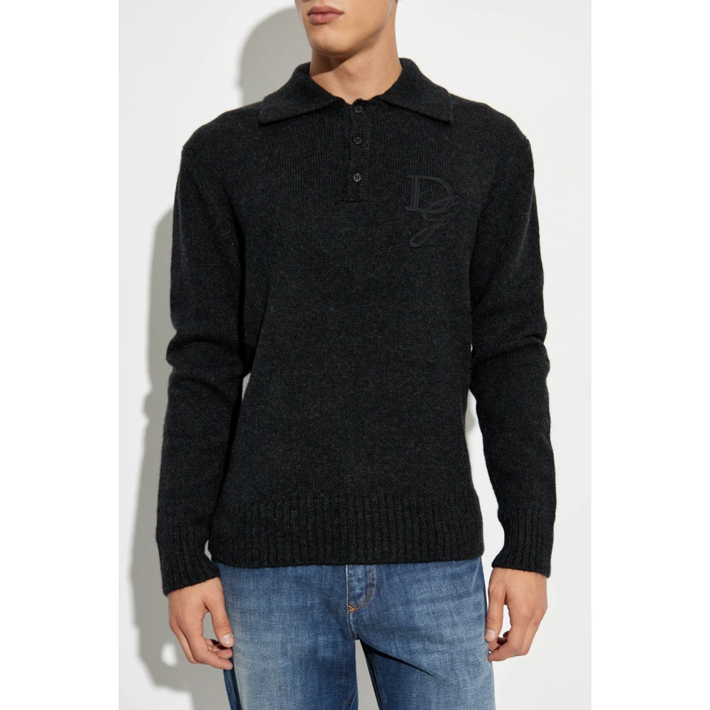 Dolce & Gabbana Polo sweater Gray Heren