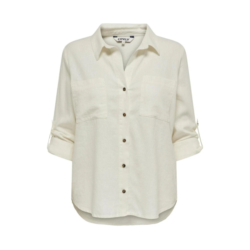 Only Asmin-Caro Linnen Shirt Broek Set White Dames