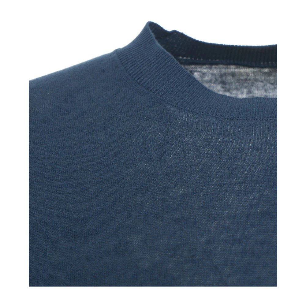 Paolo Pecora Blauwe Gebreide Trui met Ronde Hals Blue Heren