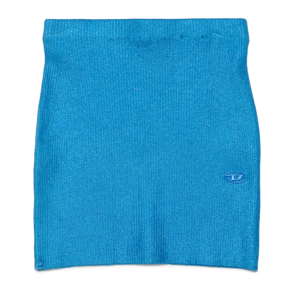 Diesel Women's Blue Metallic Cotton Skirt With Oval D Plate