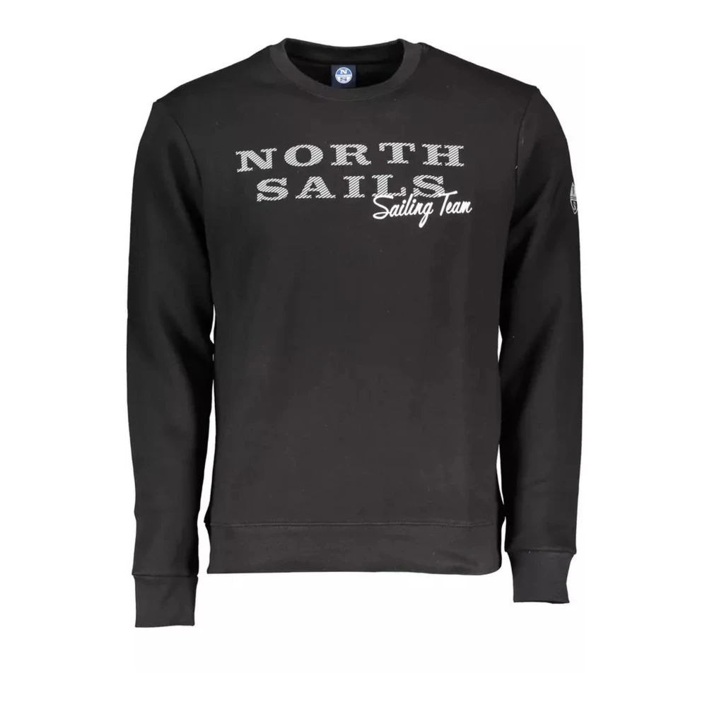 North Sails Men's Black Sweatshirts,, Cotton Logo Print Jumper Extra Large