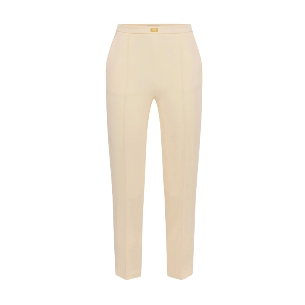 Elisabetta Franchi Gele Stretch Crepe Slim Fit Broek Yellow Dames