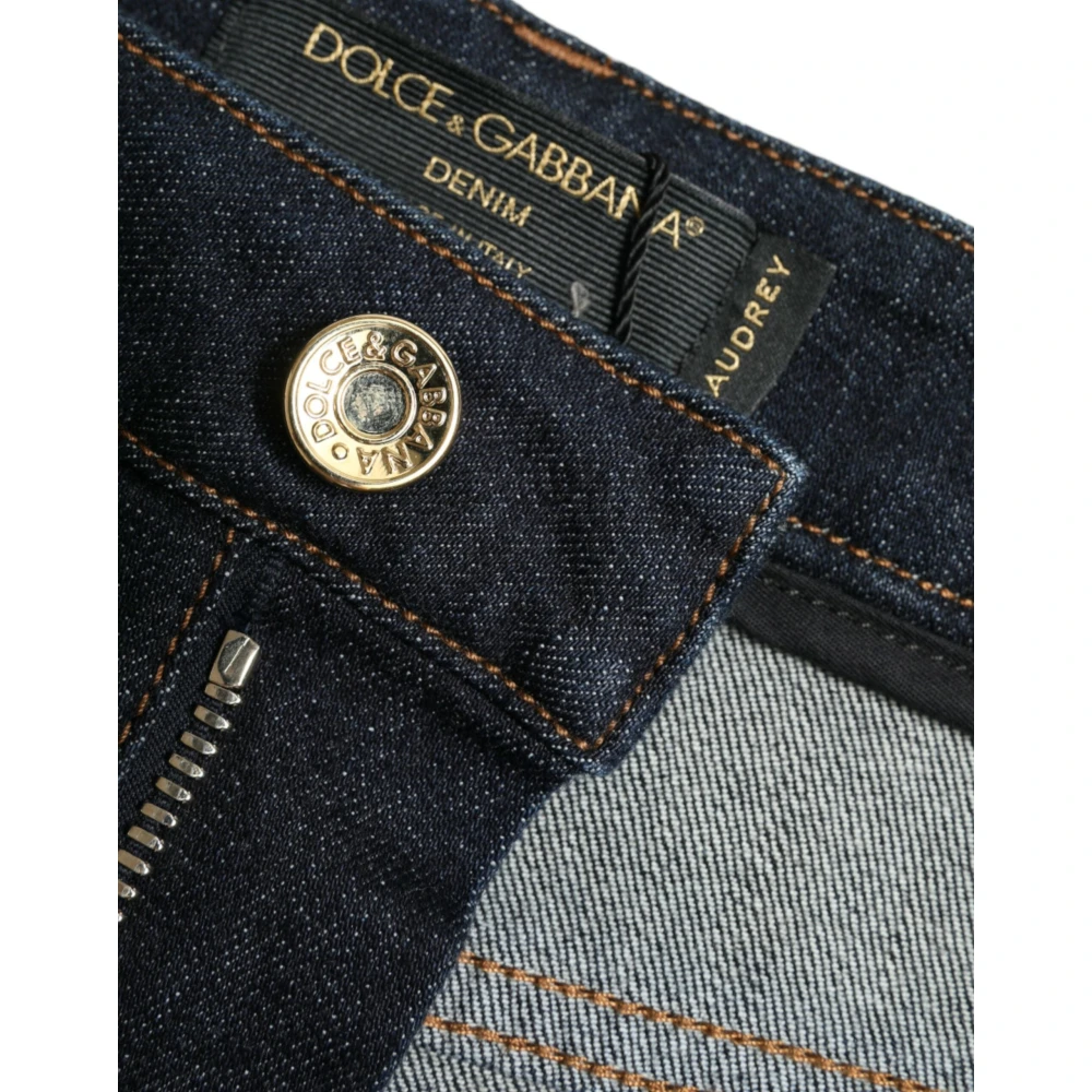 Dolce & Gabbana Blauwe Mid-Waist Stretch Denim Jeans Blue Dames