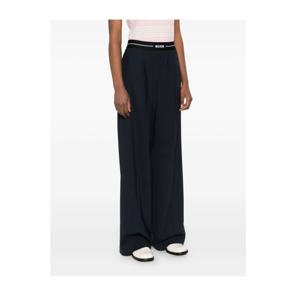 Msgm Blauwe Wollen Broek Blue Dames