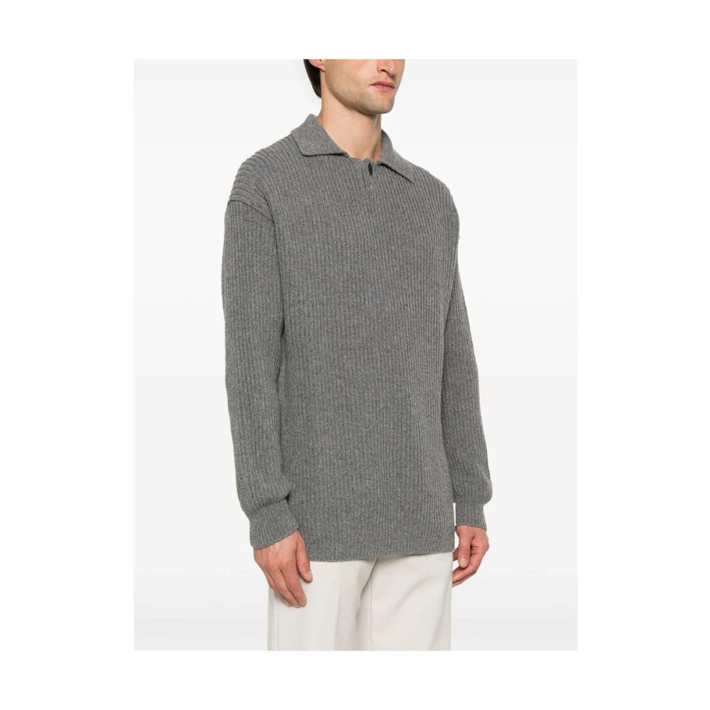 Emporio Armani Gebreide Polo Trui Gray Heren