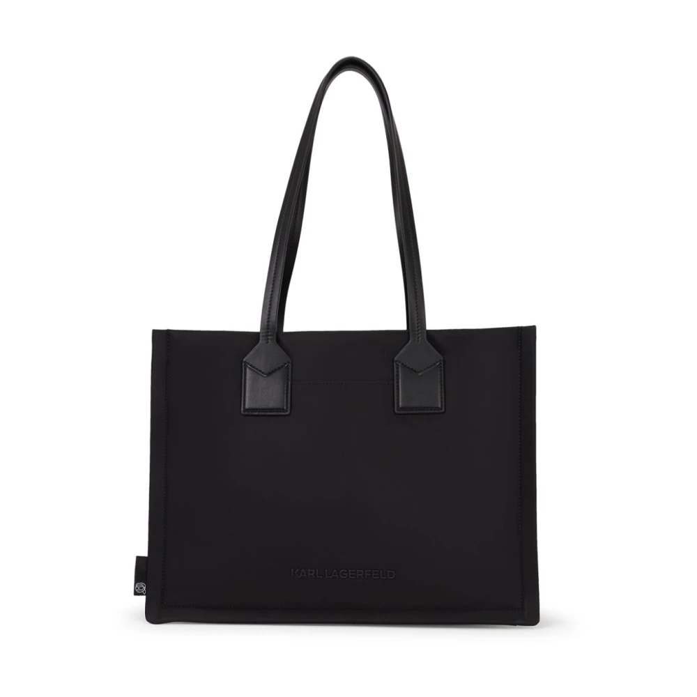 Karl Lagerfeld Tote M Nylon Zwart Logo Cirkelvormig Black Dames