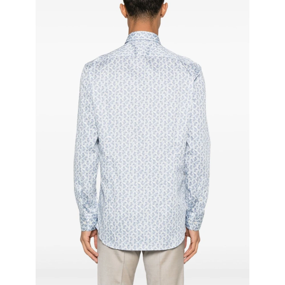 ETRO Kasjmierprint Shirt Wit Lange Mouw Blue Heren
