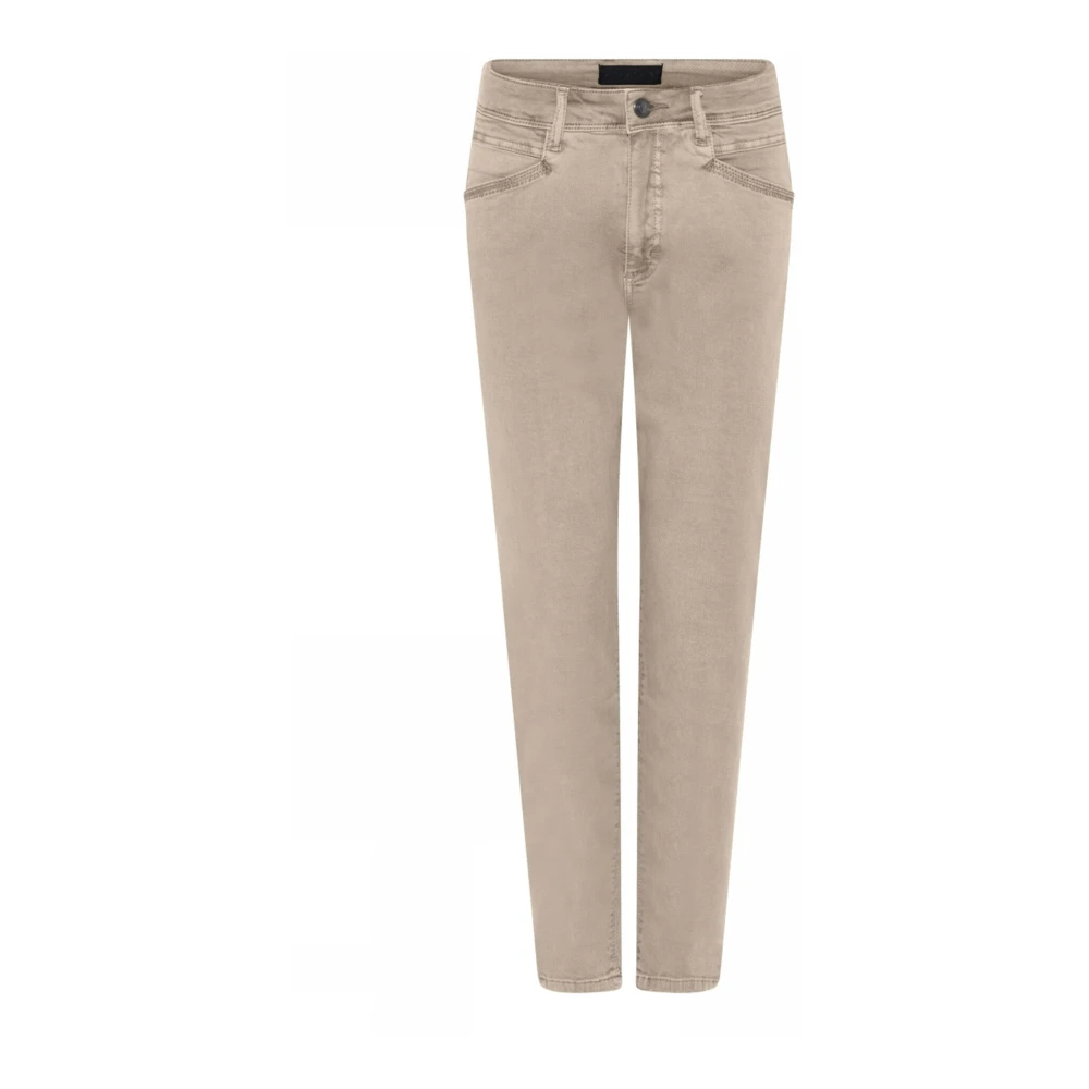 C.ro Women's Beige Slim Fit Jeans, L, Classic Sand Trousers 6706/412
