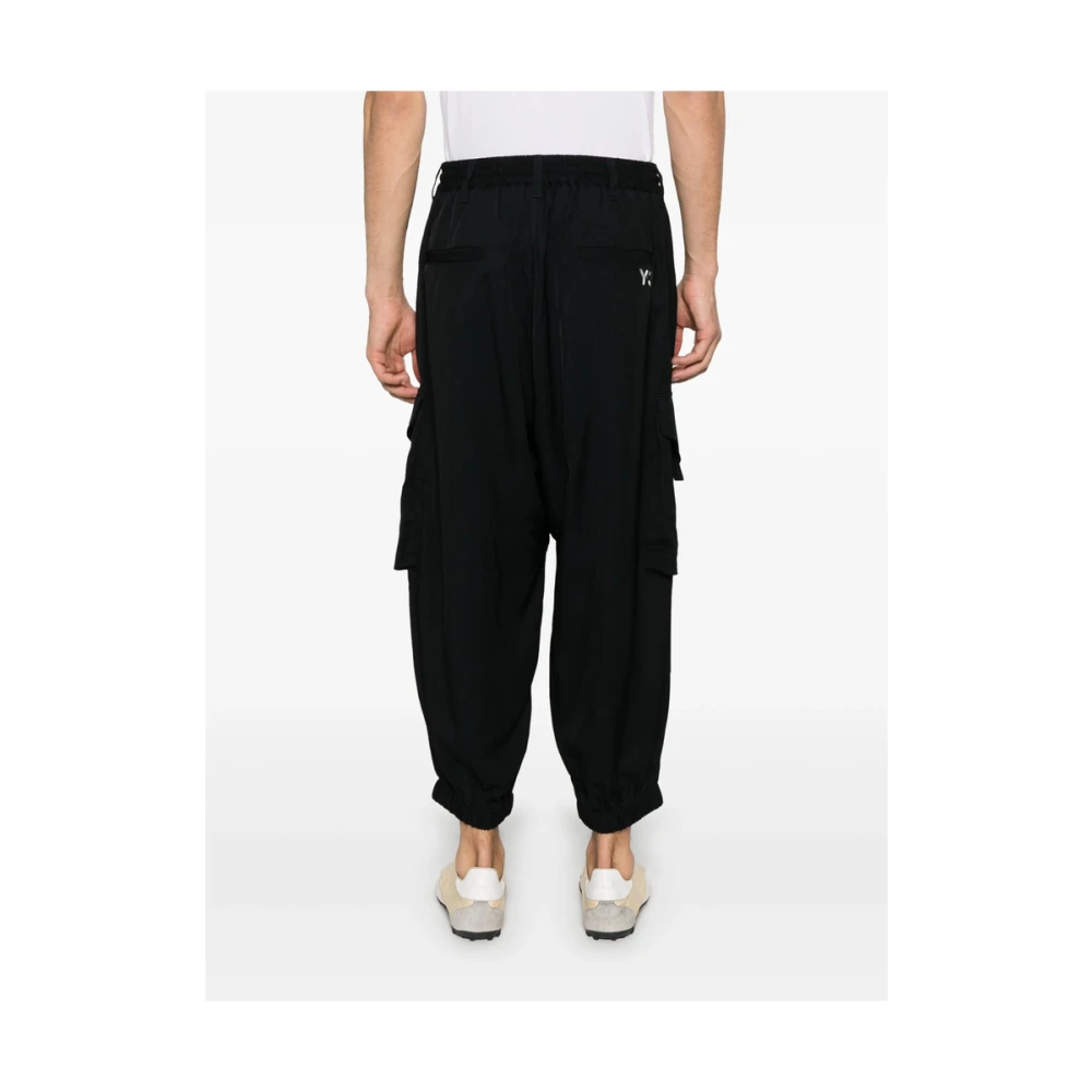Y-3 Zwarte Cargo Broek met Elastische Details Black Heren