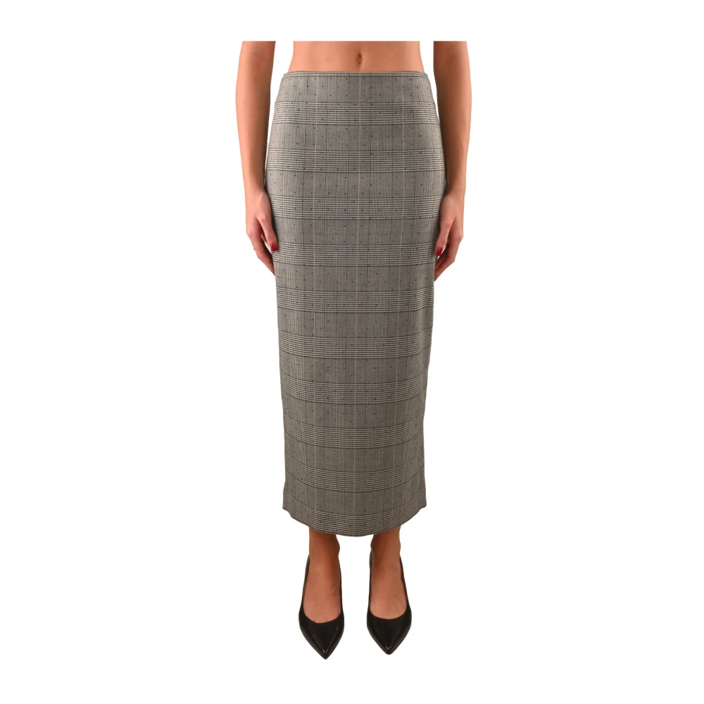 Simona Corsellini Geruite Lange Rok met Swarovski Kristallen Gray Dames