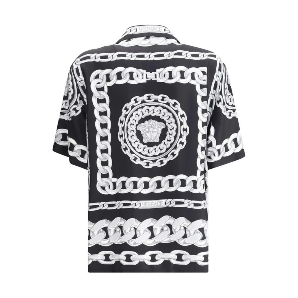 Versace Luxe Medusa Print Zijden Overhemd Black Heren