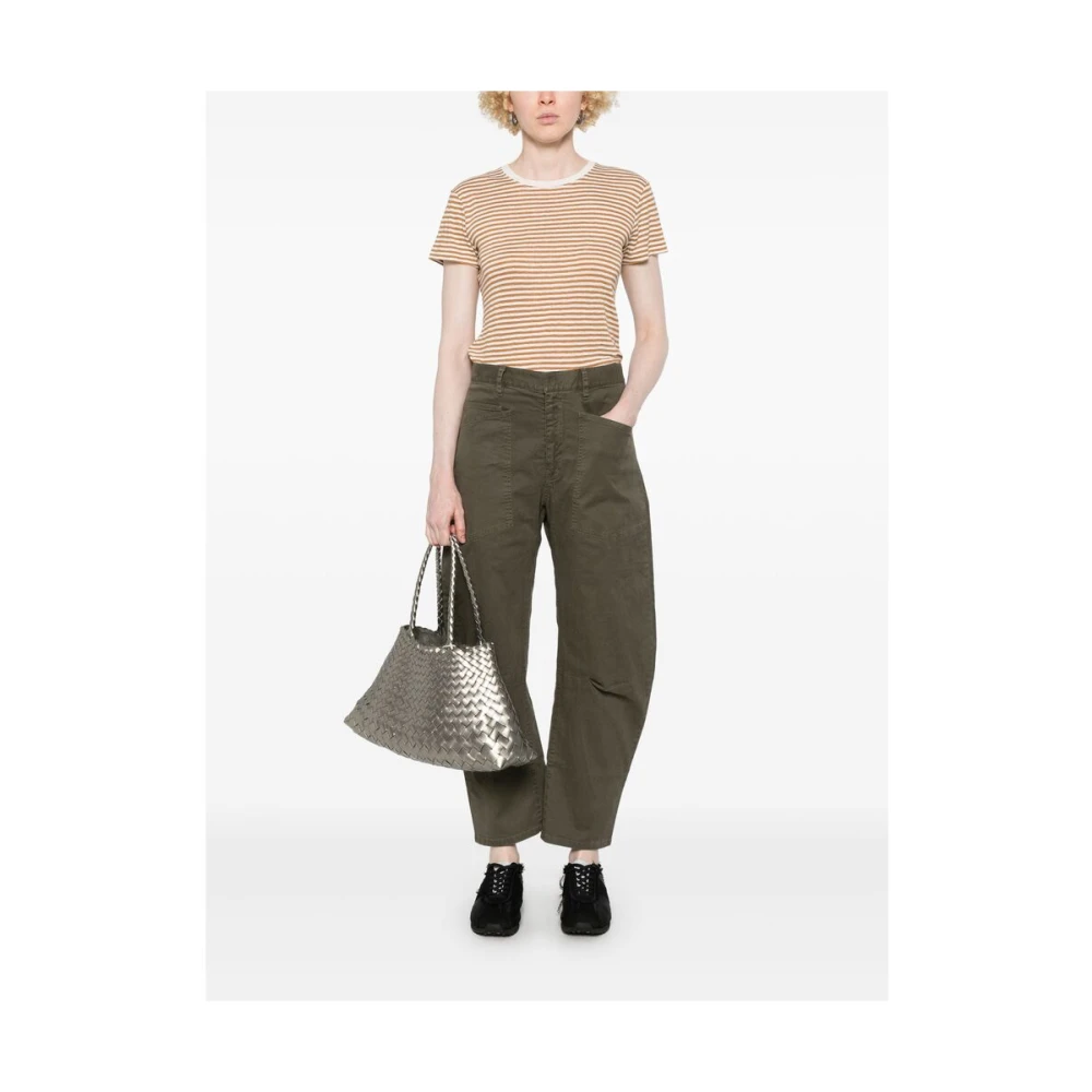 Frame Ronde Hals Korte Mouw T-shirt Brown Dames