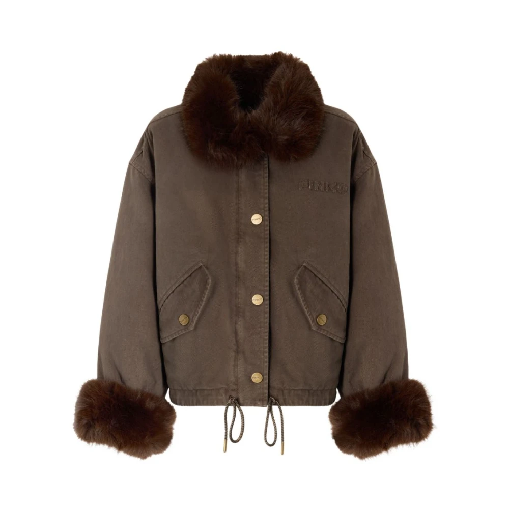 Pinko Vrouw Bruin Jassen Dames, Xs, Garlate Gewatteerde Jas