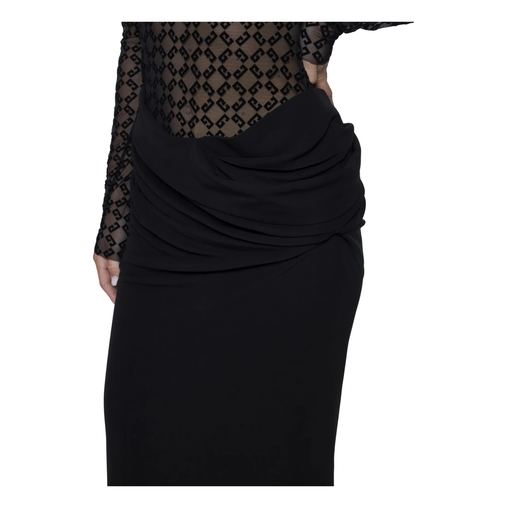 Givenchy Jurk met lange mouwen en gedrapeerd effect Black Dames