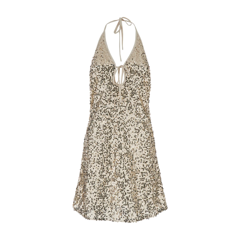 Rotate Birger Christensen Gouden Halternek Mini Jurk Gray Dames