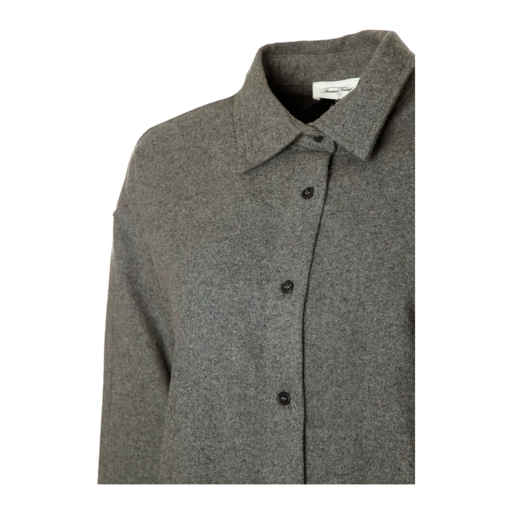 American vintage Blouse met lange mouwen en puntkraag Gray Dames