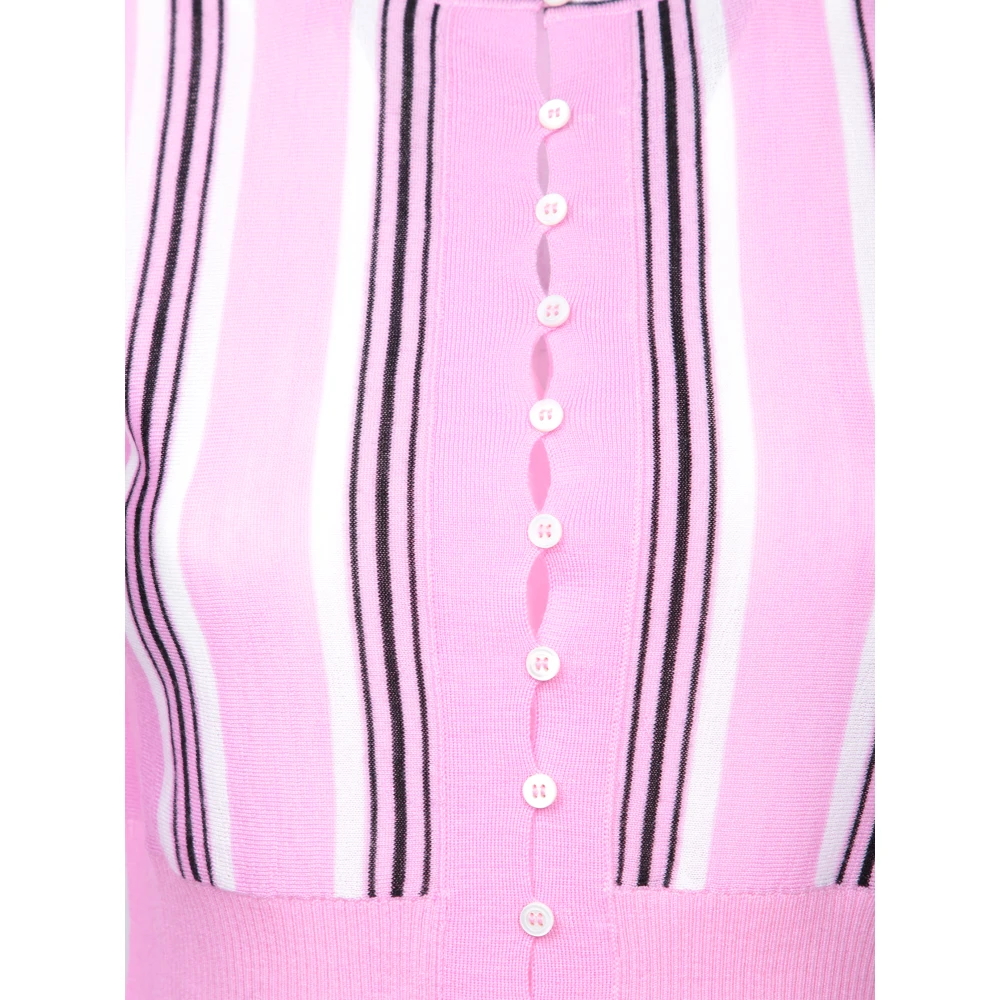 Jacquemus Roze Gestreepte Vest Trui Pink Dames