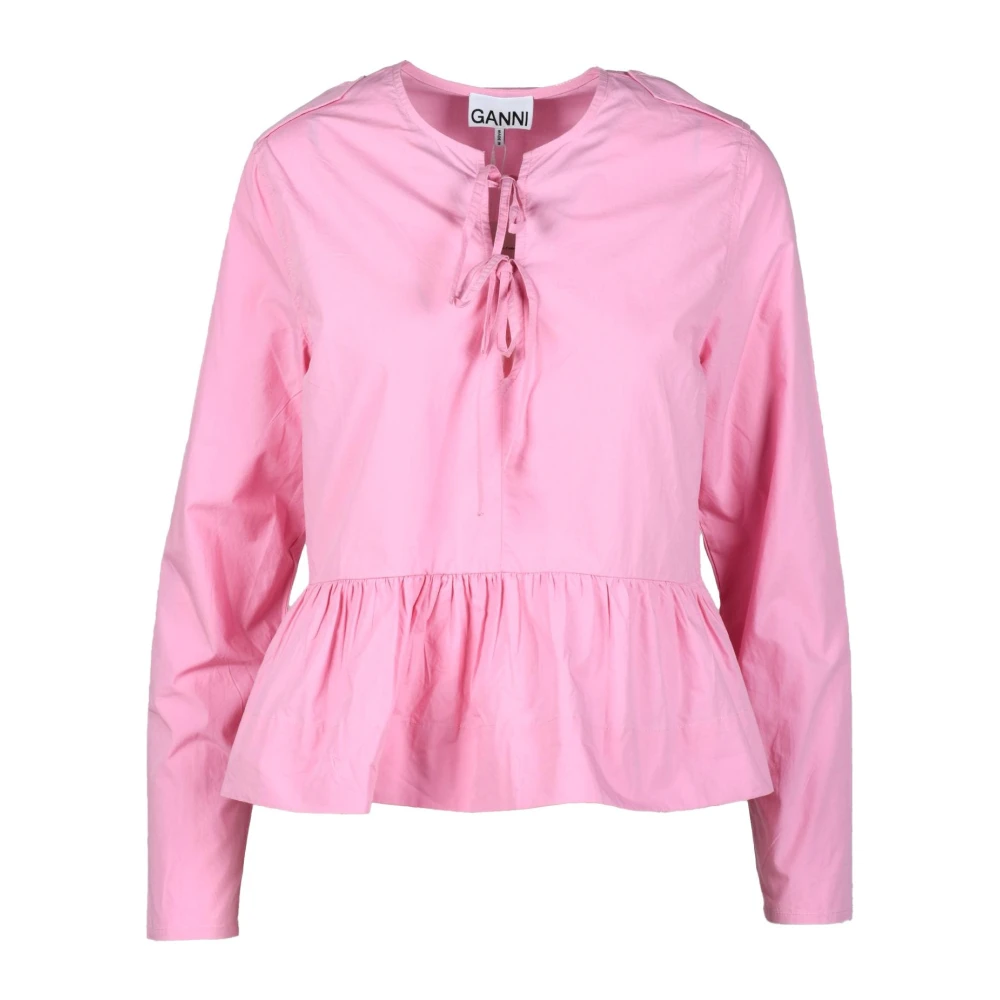 Ganni Katoenen Blouse Model Pink Dames