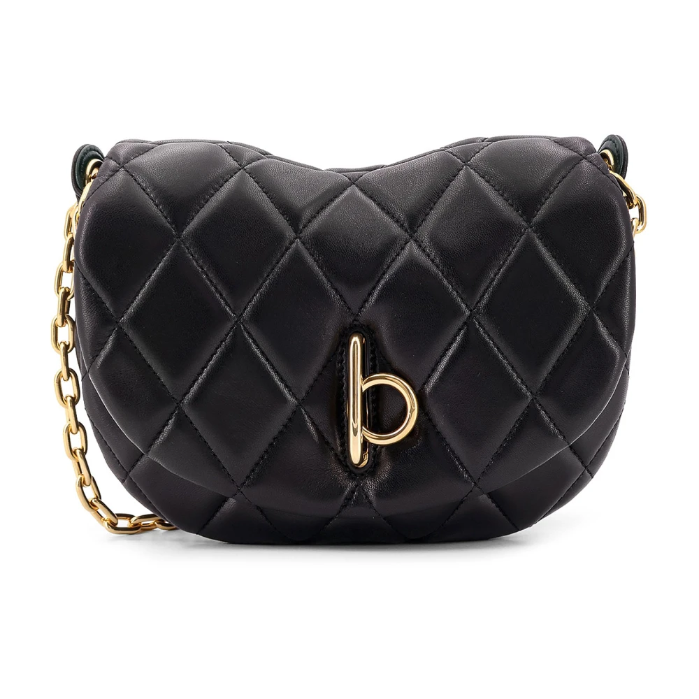 Burberry Gewatteerde leren schoudertas met klepsluiting Black Dames