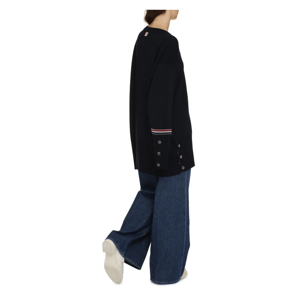 Thom Browne Gestreepte Merinowollen Trui Blue Dames