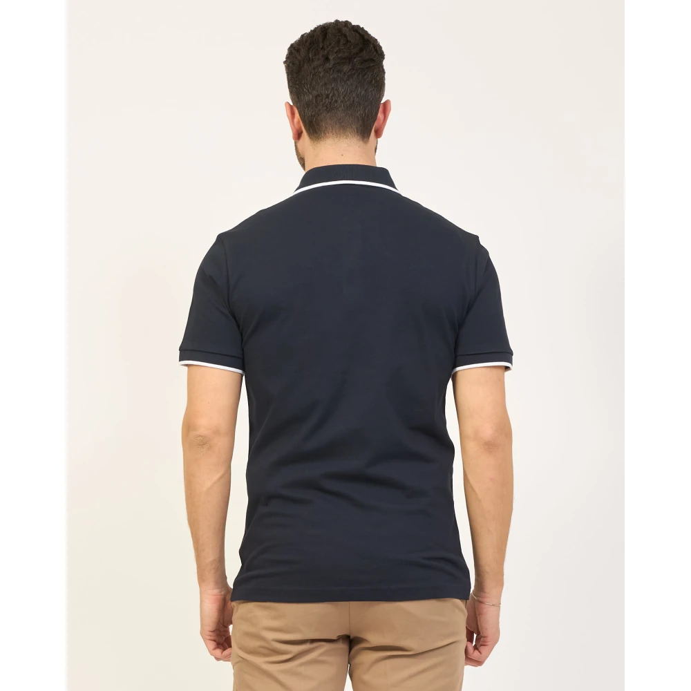 Hugo Boss Blauw Slim Fit Polo Shirt met Logo Patch Blue Heren