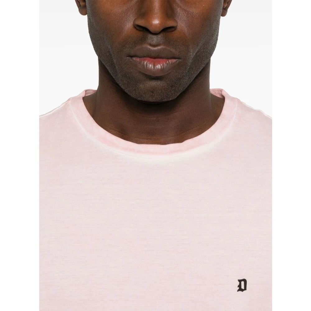Dondup Roze Logo Detail T-shirts en Polos Pink Heren