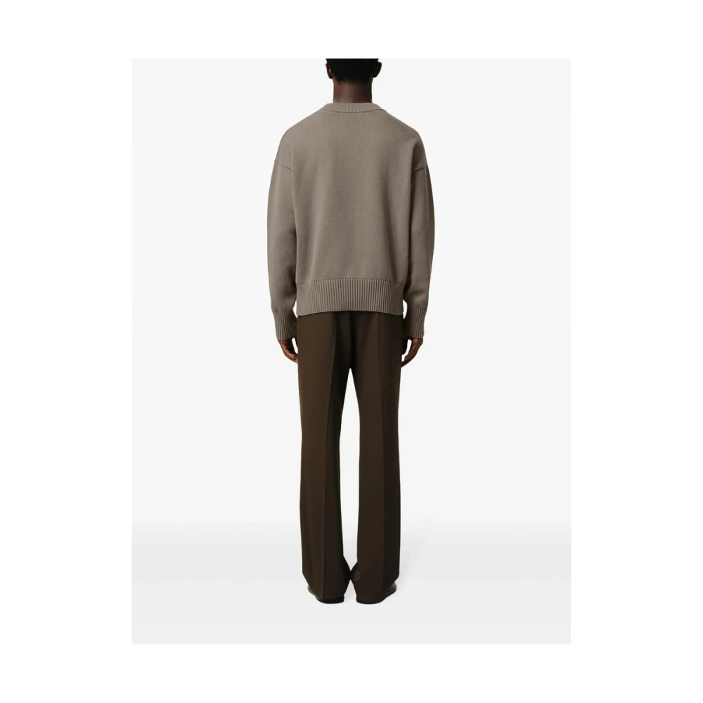 Ami Paris Grijze Gebreide Trui met Ronde Hals Gray Heren