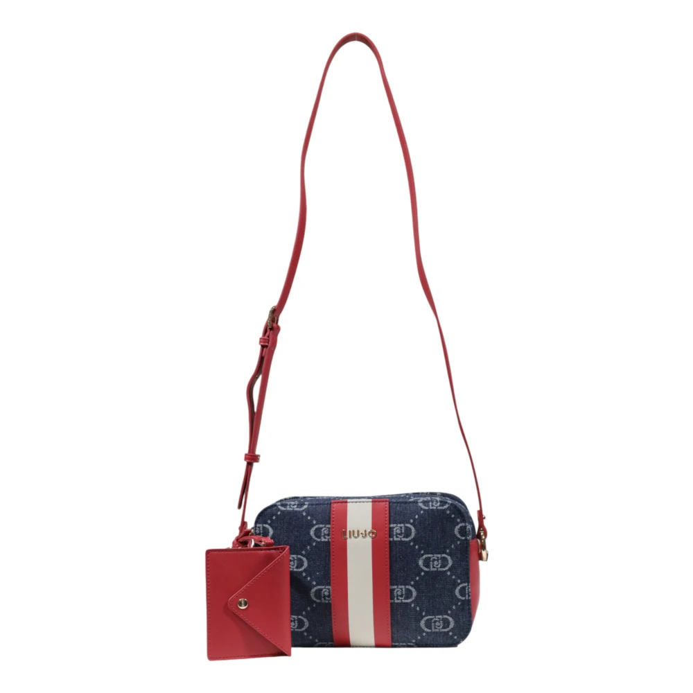 Liu Jo Blauwe Bedrukte Schoudertas met Rits Multicolor Dames