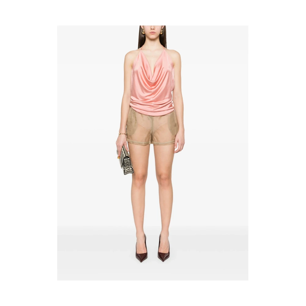 Tom Ford Roze Halternek Mouwloze Gedrapeerde Top Pink Dames