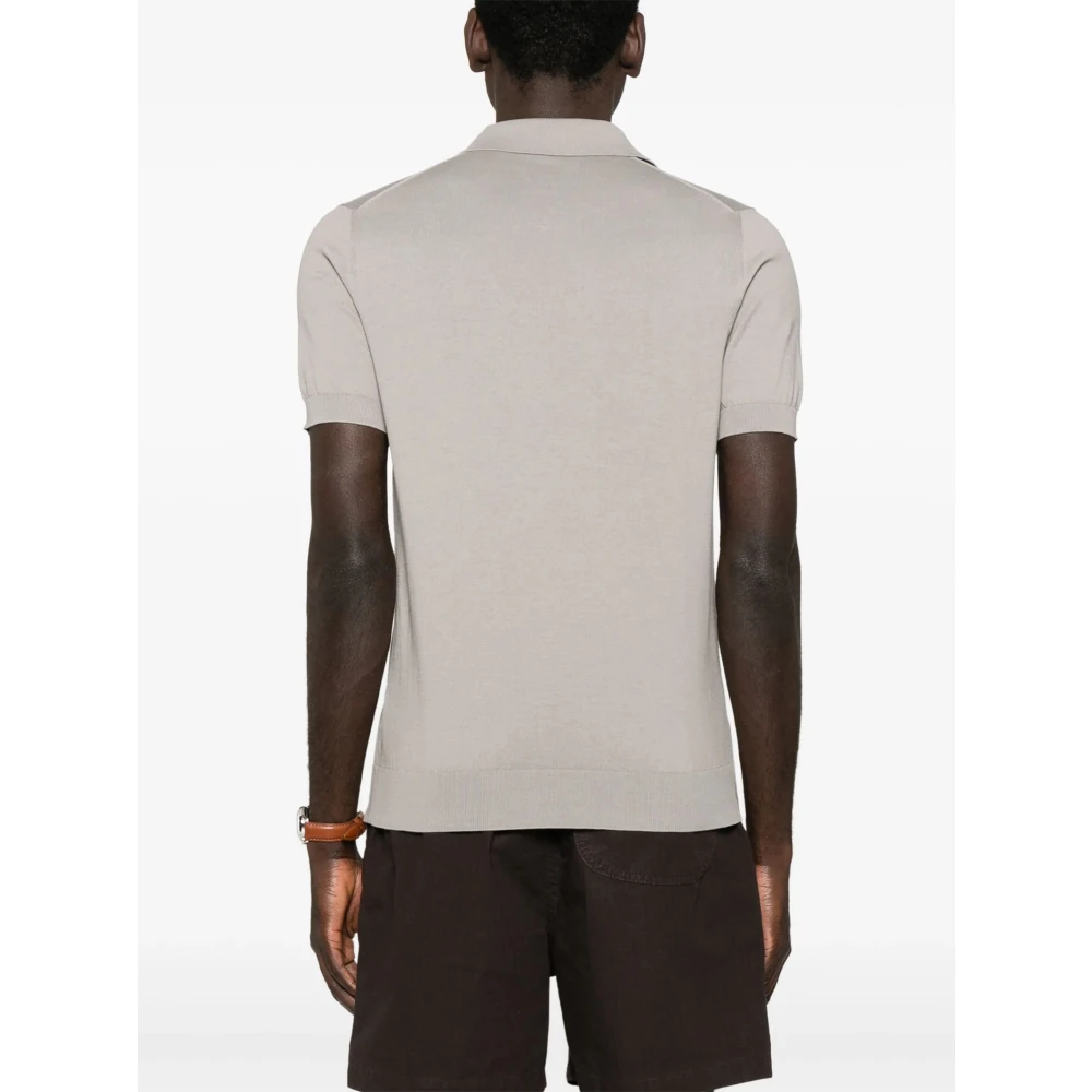 Fedeli Beige Katoenen Poloshirt met V-hals Beige Heren